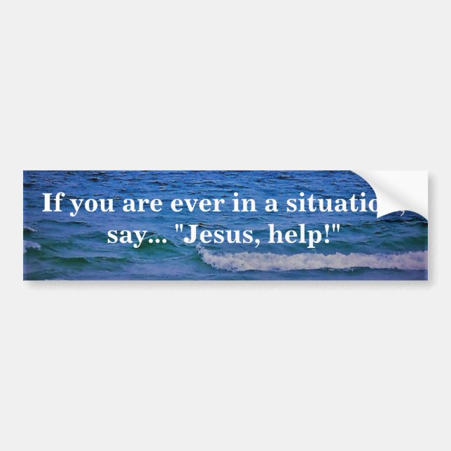 JESUS HELP BUMPER STICKER BILDEKAL (Framsidan)