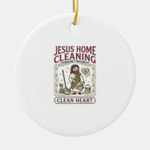 Jesus Hemstädning Rent Hjärta Jesus Hemstädning Julgransprydnad Keramik