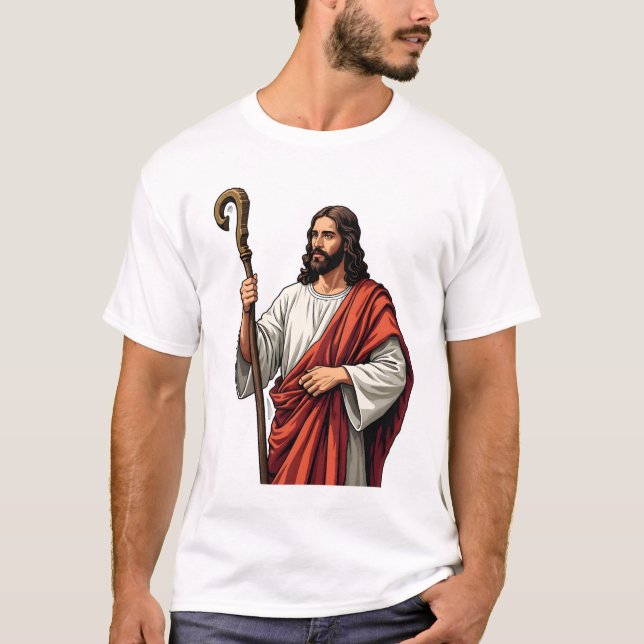 Jesus Herde Stav Vintage Gravyr T-shirt 2 (Framsida)