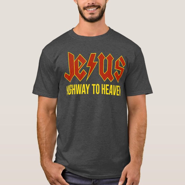 Jesus Highway to Heaven Christian Gift T Shirt (Framsida)