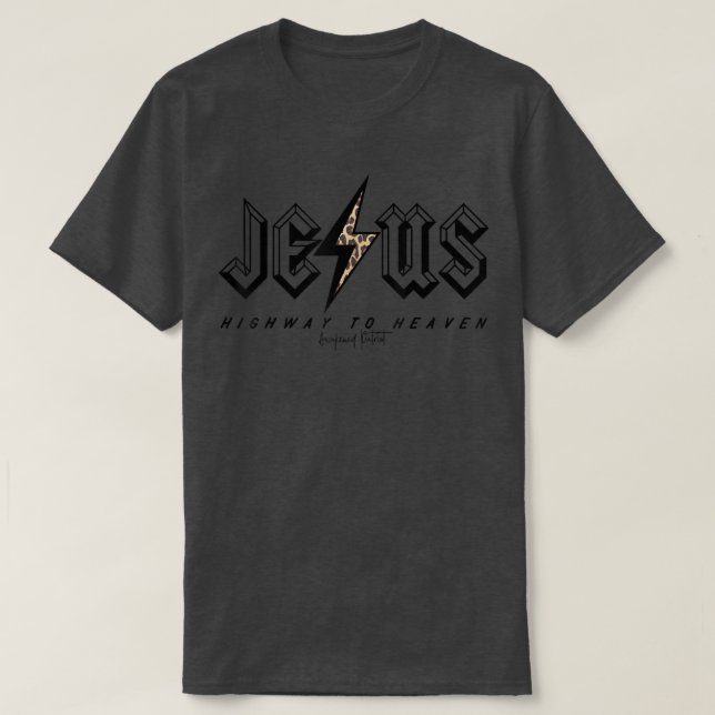 Jesus Highway to Heaven Rock N Roll Stil Christia T Shirt (Design framsida)