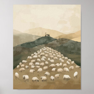 Jesus hittar det förlorade lammet Illustration Poster
