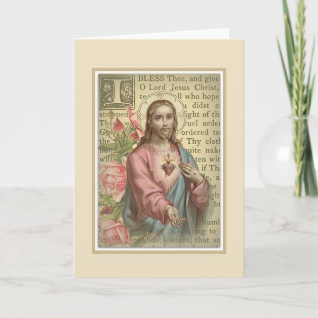 Jesus hjärta i den katolska Religiösan Helig Kort (Framsida)