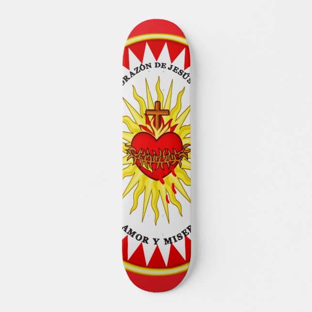 Jesus hjärta mest Helig Mini Skateboard Bräda 18,5 Cm (Framsida)
