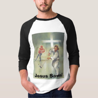 Jesus-hockey-spelare Jesus sparar! T-shirt