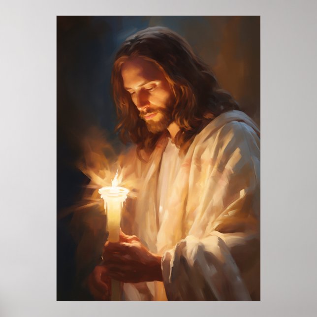 Jesus Holding Candle Art Poster (Framsidan)