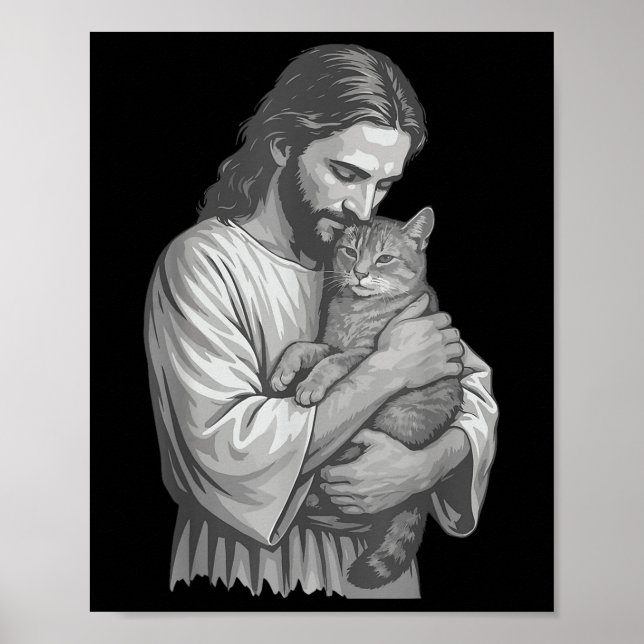 Jesus Holding Cat Poster (Framsidan)