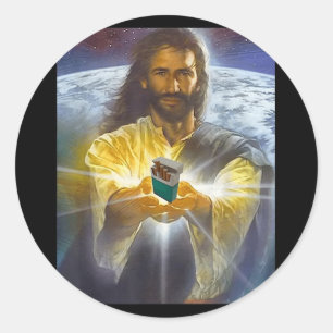 Jesus Holding Cigarettes, Herre Jesus Runt Klistermärke