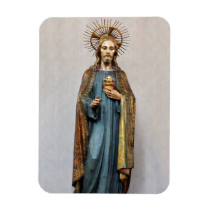 Jesus Holding Golden Helig Heart Magnet