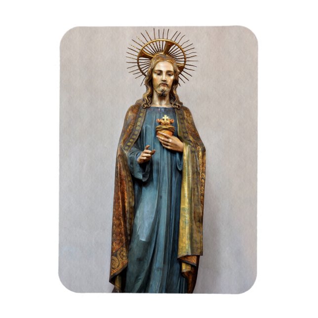 Jesus Holding Golden Helig Heart Magnet (Vertikal)
