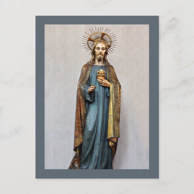 Jesus Holding Golden Helig Heart Vykort (Framsida)