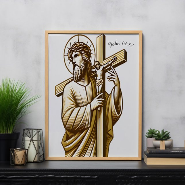 Jesus Holding Guld Kor i Devotion Poster (Skapare uppladdad)