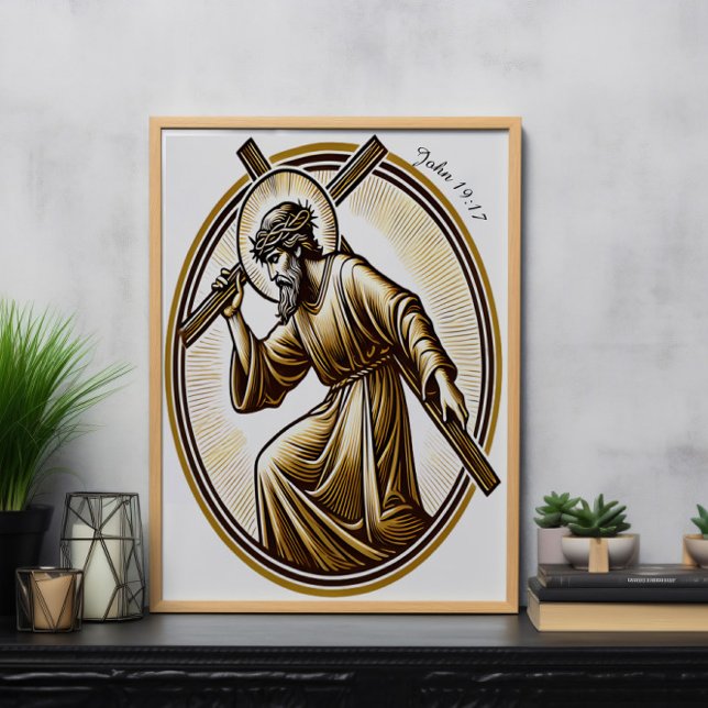 Jesus Holding Guld Kor Reverly Poster (Skapare uppladdad)