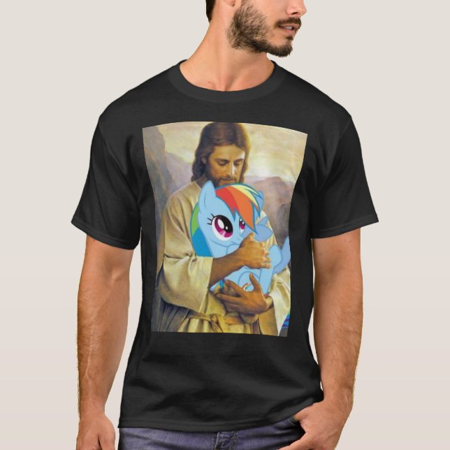 Jesus holding rainbow dash Classic T-Shirt (Framsida)