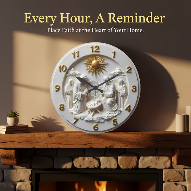 Jesus Holy Family Nativity Stor Klocka (Skapare uppladdad)