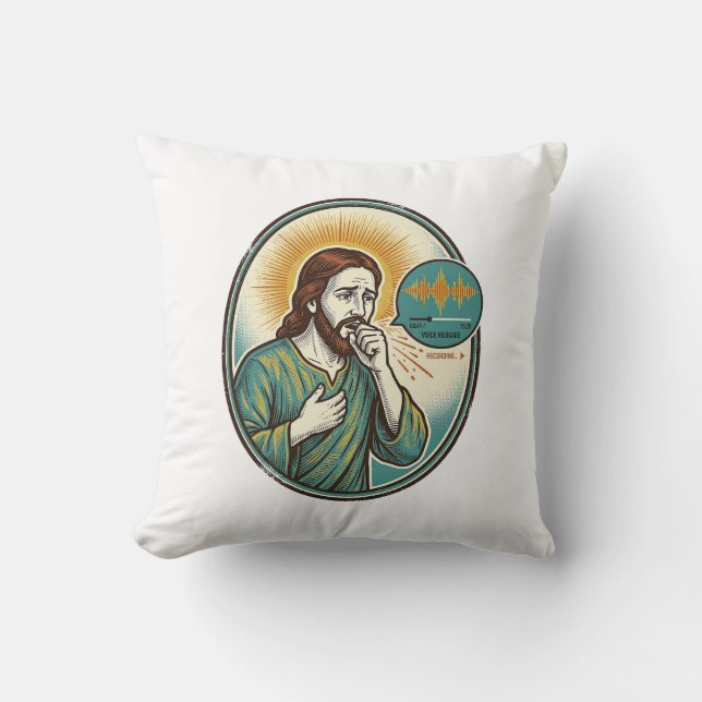 Jesus hostar mitt i röstmeddelande ljudmeddelande  kudde (Framsida)
