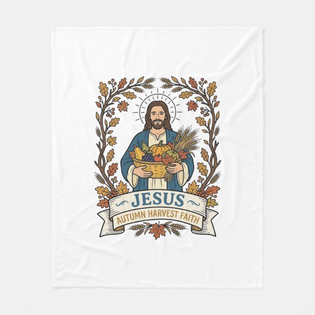 Jesus Höstskörd Tro Jesus Höstskörd Ch Fleecefilt (Framsidan)
