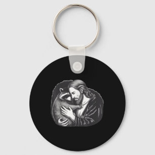 Jesus Hugger Raccoon _2 Nyckelring