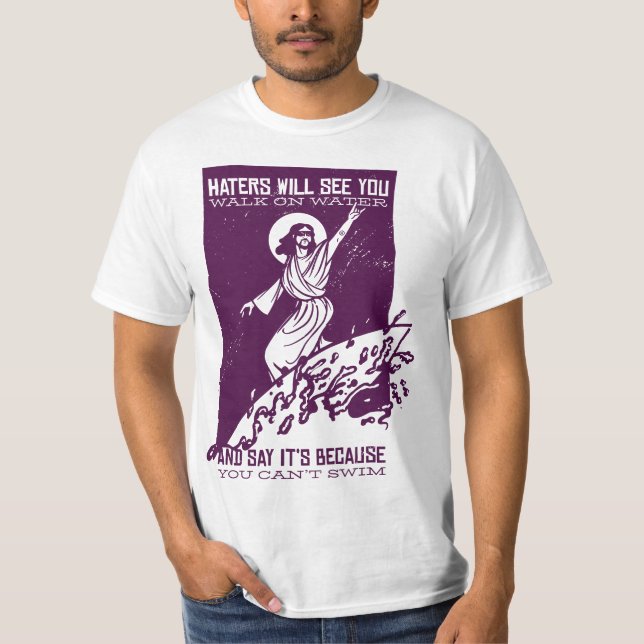 Jesus Humour Funny Jesus Surfing  T Shirt (Framsida)