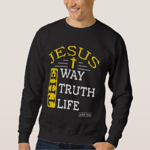 Jesus hur sanningen om livet John 146 Bible Ve Lång Ärmad Tröja