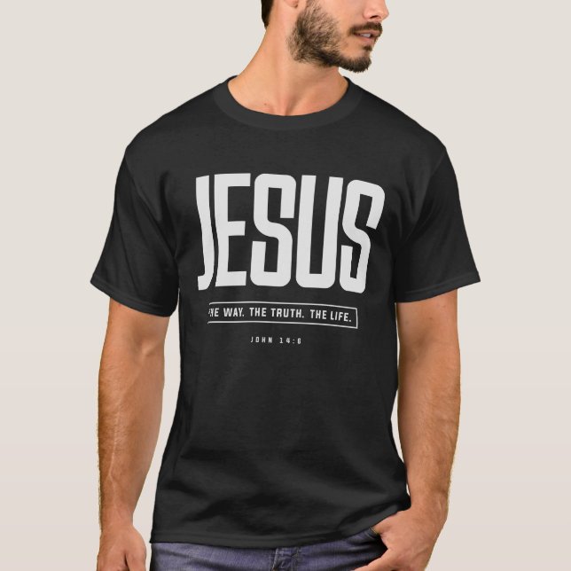 Jesus hur sanningen om livet John 14:6 T Shirt (Framsida)