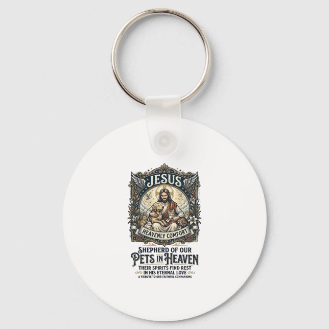 Jesus Husdjur Minnes T-Shirt Kristet Gra Nyckelring (Framsida)