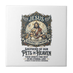 Jesus Husdjur Minnes T-Shirt Kristet Grafik Kakelplatta