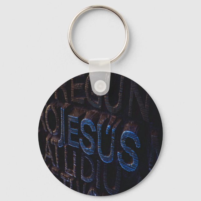 Jesus i Blue Stone Christian God Kärlek Nyckelring (Framsida)