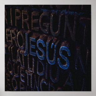 Jesus i Blue Stone Christian God Kärlek Poster