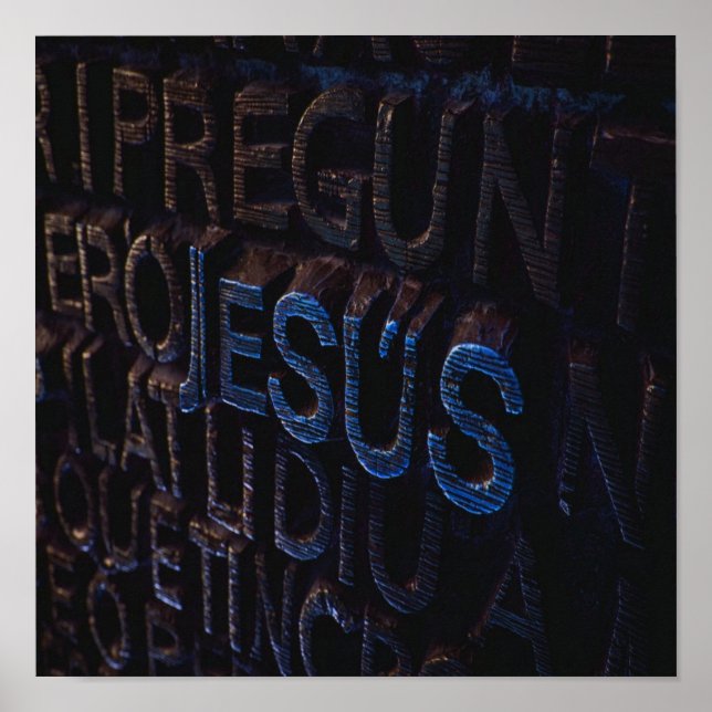 Jesus i Blue Stone Christian God Kärlek Poster (Framsidan)