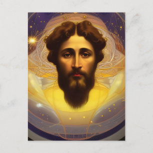 Jesus i Cosmos av Mucha AI Generated Art Vykort