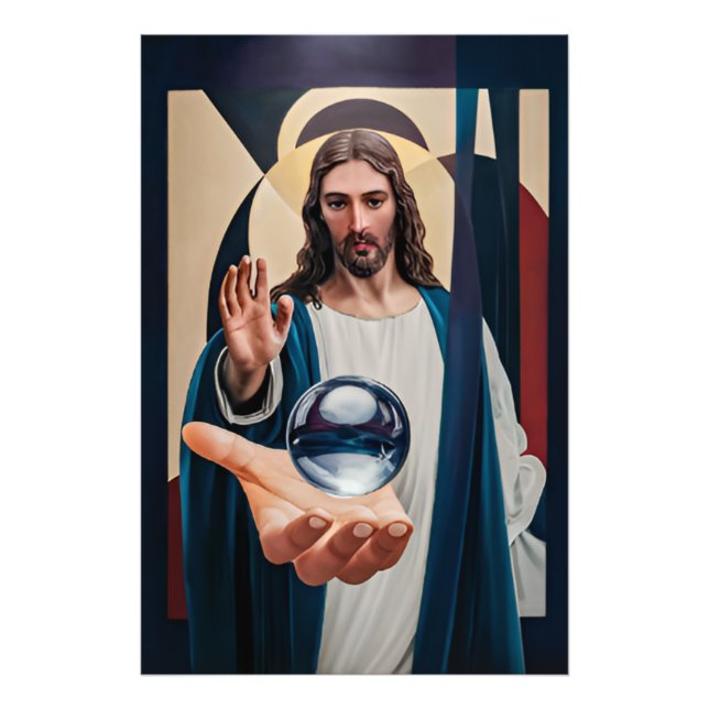 Jesus i den nykubanska arvsmuren Modern Abstrakt W Fototryck (Framsidan)