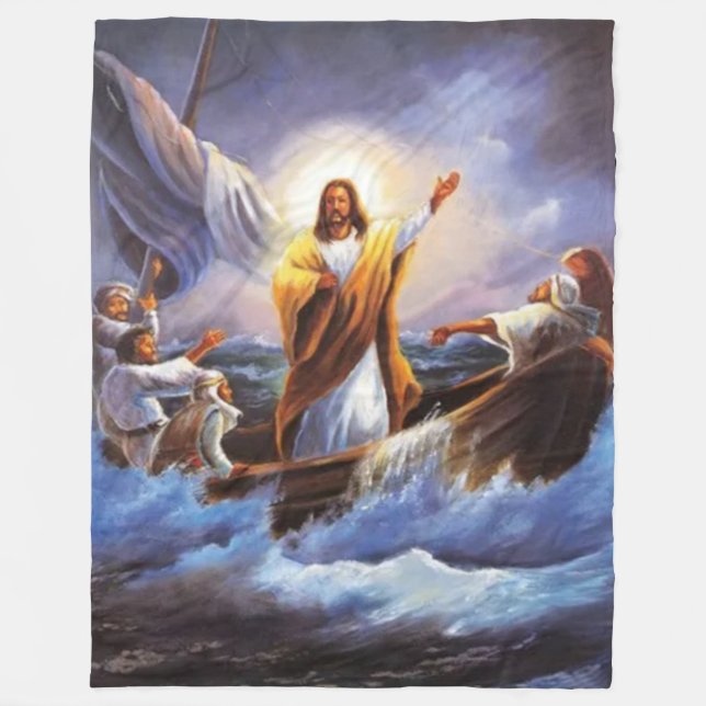 JESUS i en BOAT Fleecefilt (Framsidan)