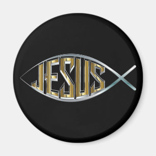 Jesus i en fisksymbol magnet