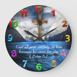 Jesus i flodmynningen vatten 1 Peter 5:7 Stor Klocka