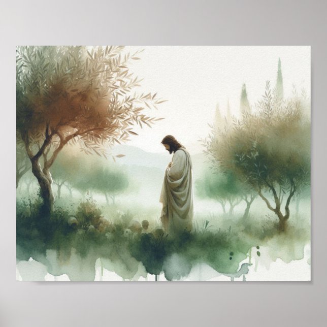 Jesus i Getsemane trädgården Poster (Framsidan)