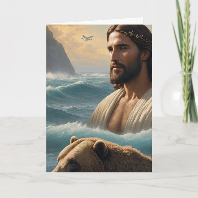 Jesus i havet med björn kort (Framsida)