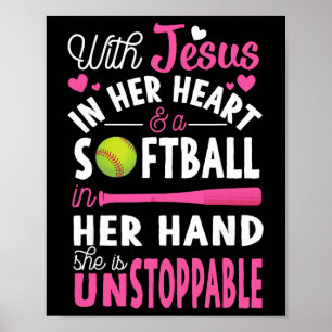 Jesus i hennes hjärta Mjuk Hand Rolig Pitcher Pres Poster