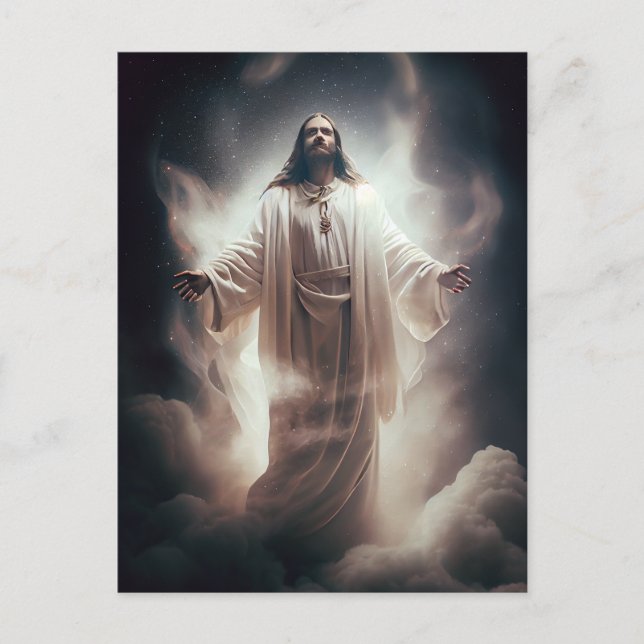 Jesus i konsmos AI-genererad konst Vykort (Framsida)