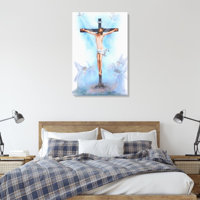 Jesus i kor med fåglar Wrapped Canvas (Insitu (sovrum))