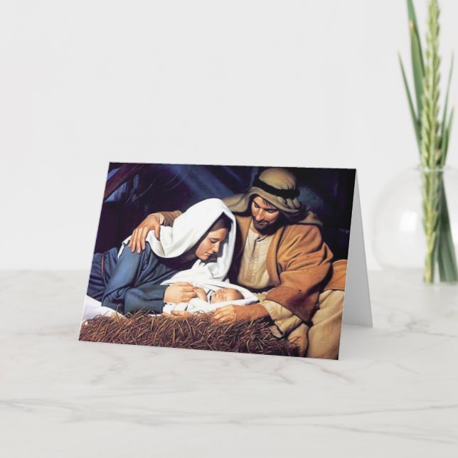 Jesus i Manger Card Helgkort (Framsida)