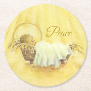 Jesus i Manger Papprare Underlägg Papper Rund