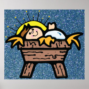 jesus i manger poster