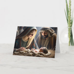 Jesus i Manger Religiösa jul Kort