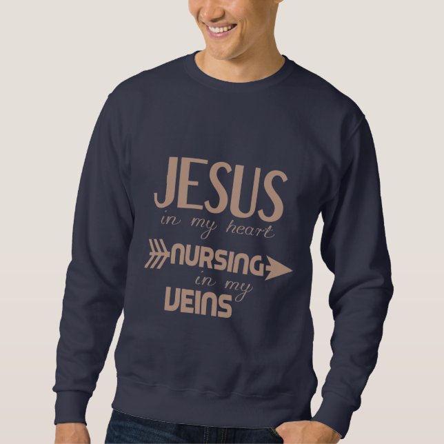Jesus i mitt hjärta som sjuknar i mina hjärtan  lång ärmad tröja (Framsida)