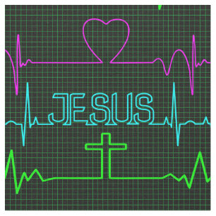 Jesus i mitt hjärtrytmkardiogram Medical doktor Tyg