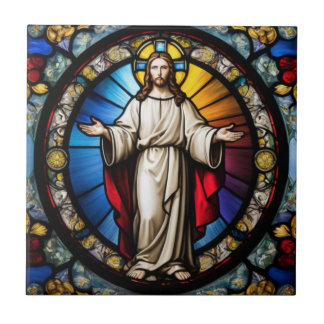 Jesus i nedfläckad stil kakelplatta