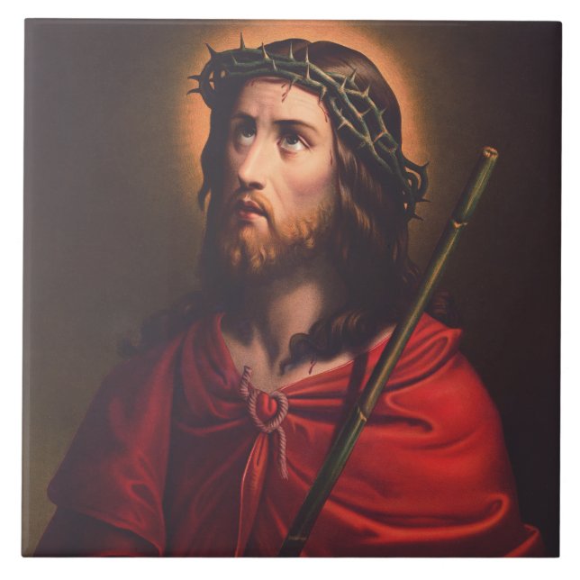 Jesus i törnekrona kakelplatta (Framsidan)