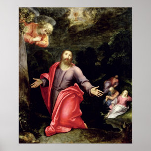 Jesus i trädgården av oliv, c.1590-95 poster