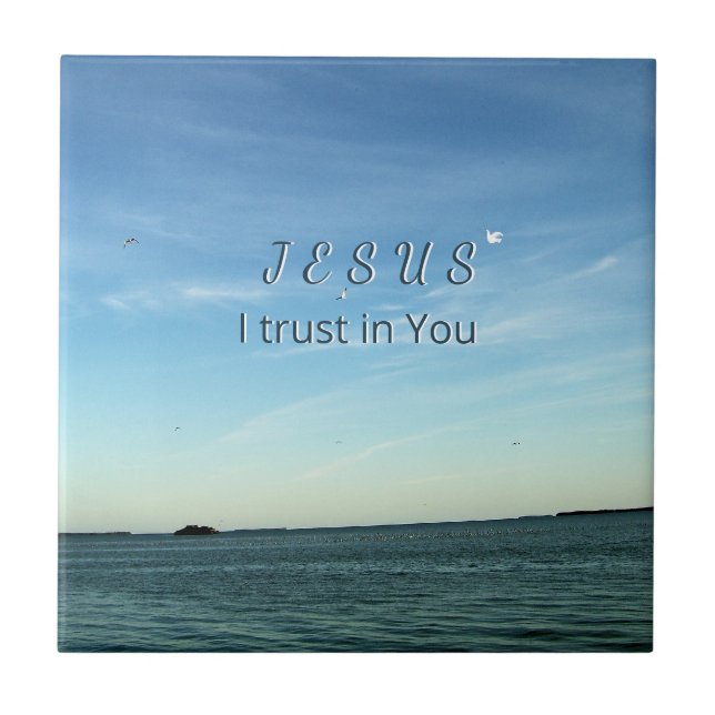 Jesus I Trust in You SKy Artwork Kakelplatta (Framsidan)